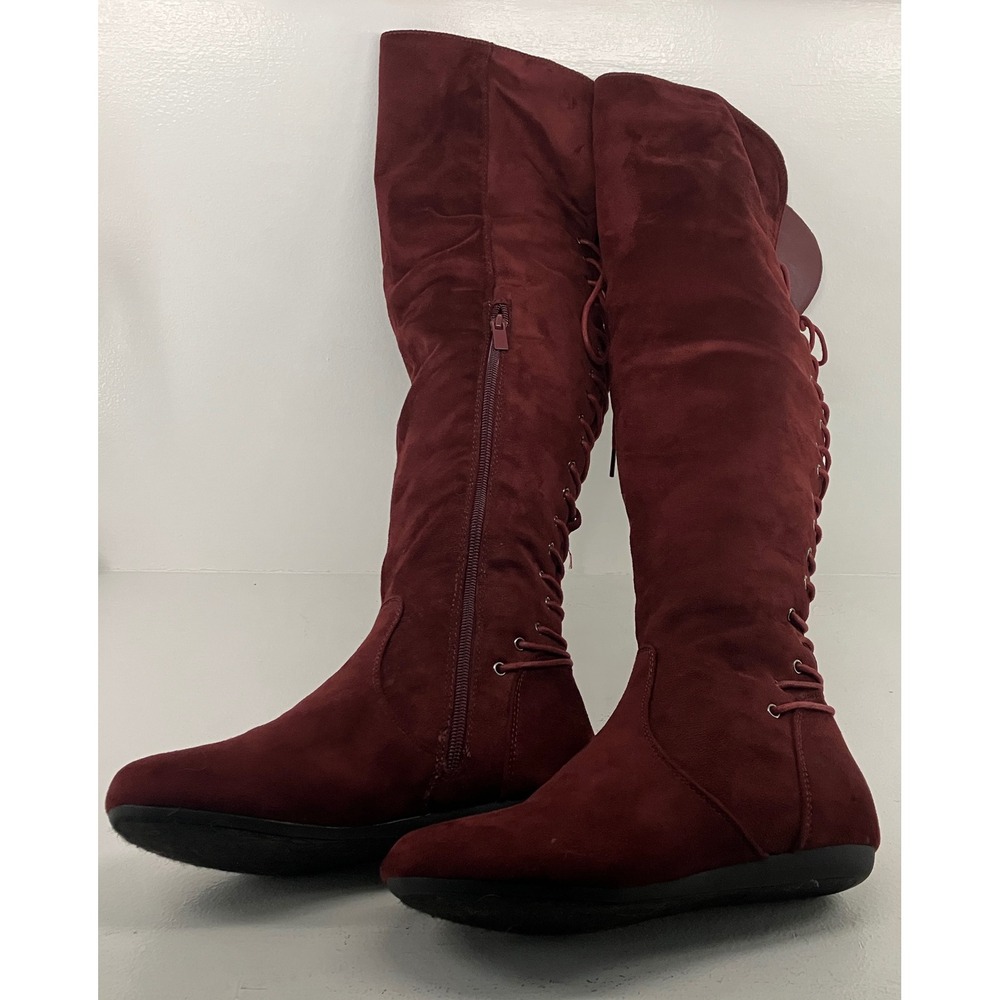 Top Moda Burgundy Knee High Boots 5.5 Winter Snow Bunny Cabincore Flirty Street